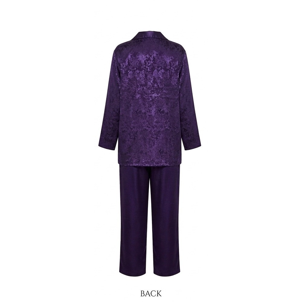 Vtg Victoria's Secret Purple Satin Floral Damask Pajama Set Pant Suit Small S